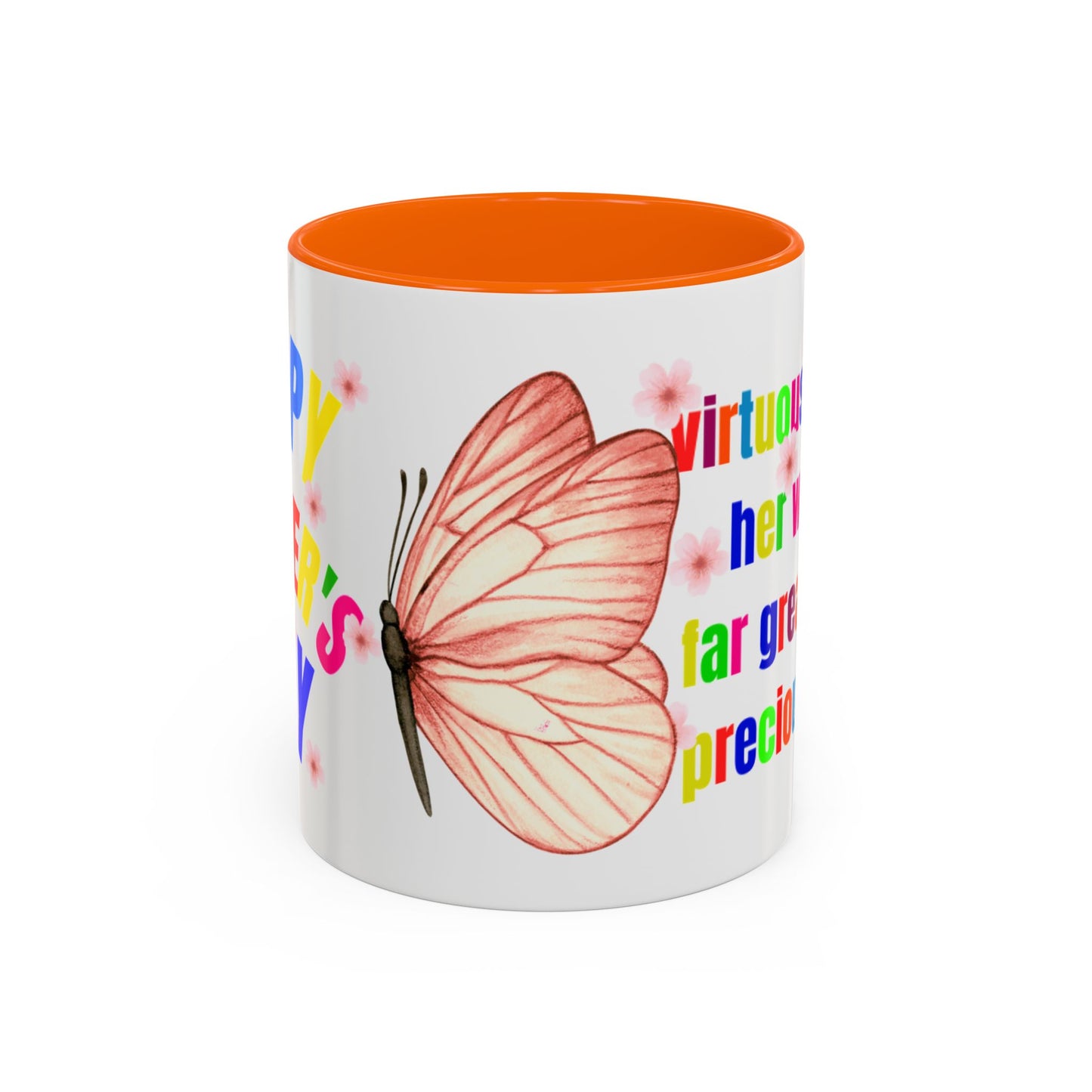 Inspirational Accent Coffee Mug - 'Virtuous Woman' Butterfly Design - Perfect Gift for Mother's Day