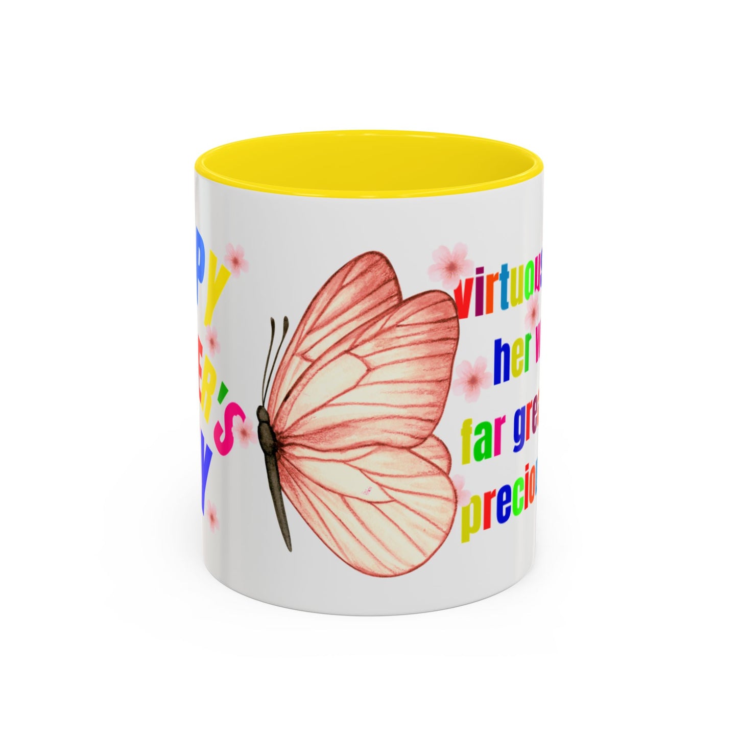 Inspirational Accent Coffee Mug - 'Virtuous Woman' Butterfly Design - Perfect Gift for Mother's Day