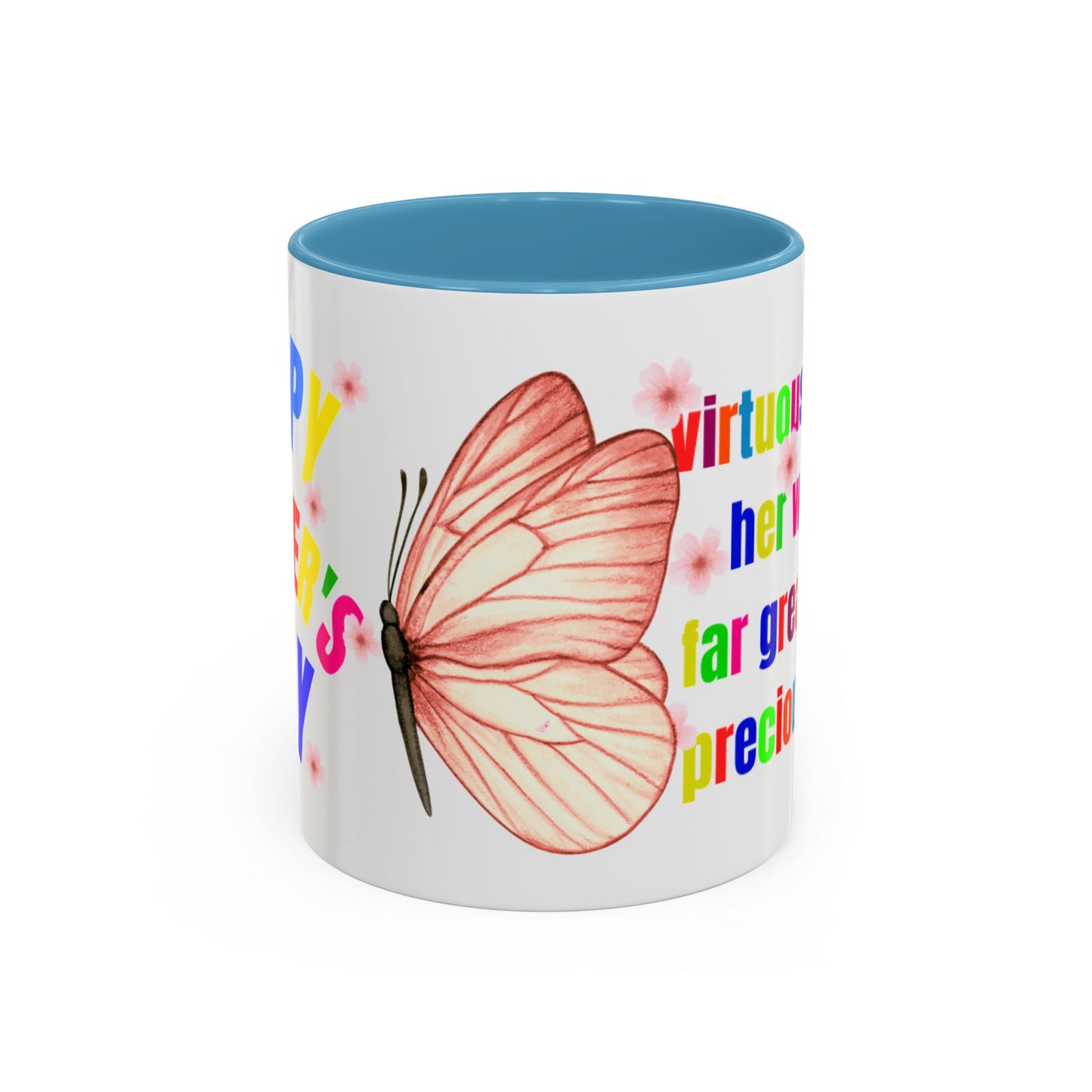 Inspirational Accent Coffee Mug - 'Virtuous Woman' Butterfly Design - Perfect Gift for Mother's Day
