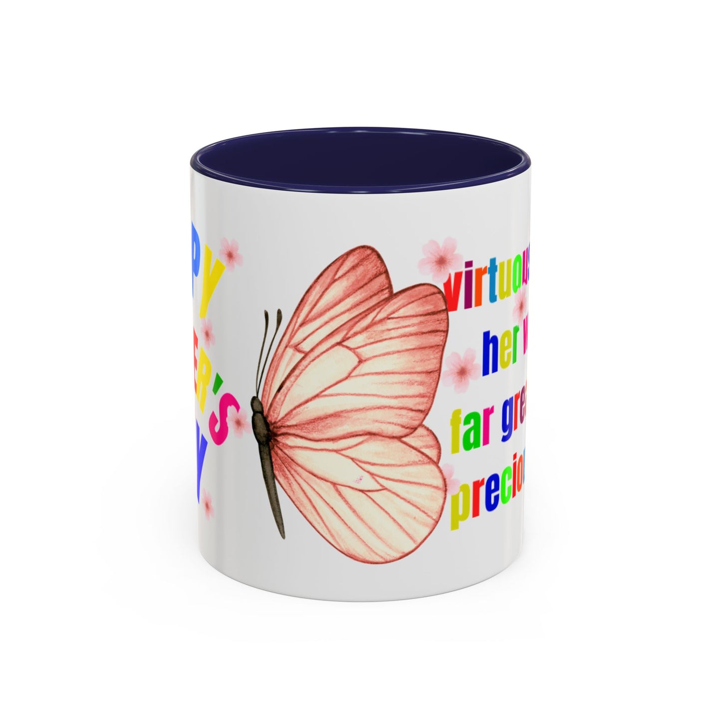 Inspirational Accent Coffee Mug - 'Virtuous Woman' Butterfly Design - Perfect Gift for Mother's Day