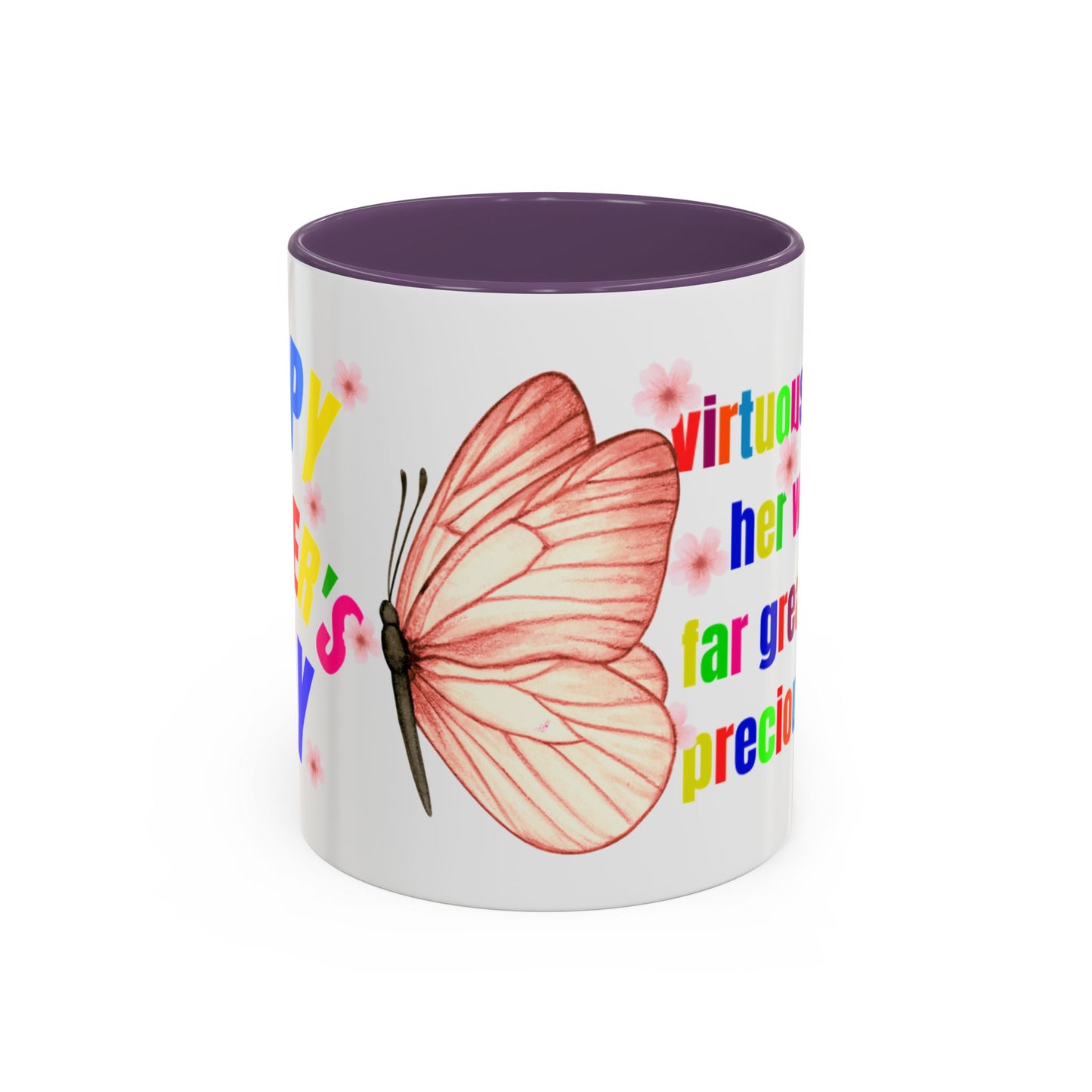 Inspirational Accent Coffee Mug - 'Virtuous Woman' Butterfly Design - Perfect Gift for Mother's Day