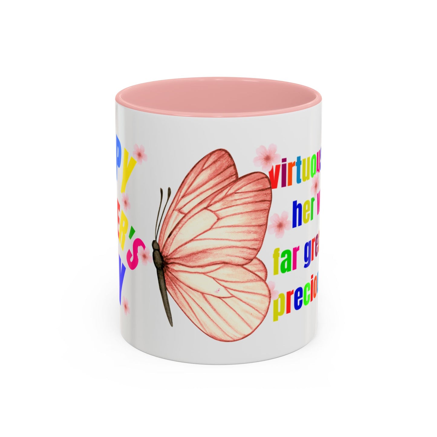 Inspirational Accent Coffee Mug - 'Virtuous Woman' Butterfly Design - Perfect Gift for Mother's Day