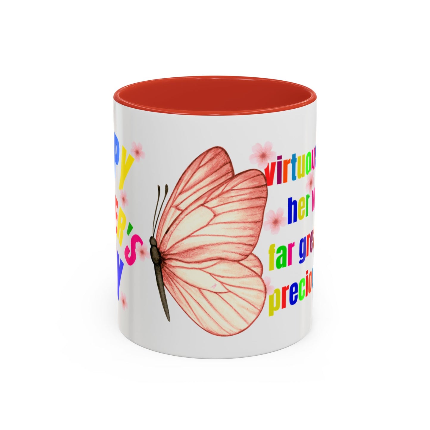 Inspirational Accent Coffee Mug - 'Virtuous Woman' Butterfly Design - Perfect Gift for Mother's Day